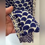 Anthropologie  Beaded Scalloped‎ Pants •S Blue White Side Stripe Rayon Photo 4