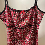 Floral Slip Dress with Black Trim Red Photo 3