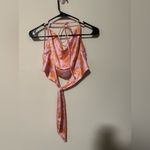 Princess Polly  Shae Top Pink Floral US 6 Hawaiian satin crop halter tank Photo 2