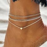 Boutique Heart layered charm Anklet 2pc Photo 0