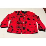 Vintage Allure 80s 90s Boutique Red Black jacket coat‎ blazer Abstract Office Photo 5