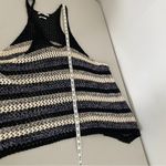 ZARA  Blue Black Loose Knit Crochet 100% Cotton Beachy Coastal Tank Top Small Photo 6