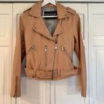 Bagatelle 100% leather pink moto jacket size small Photo 1