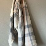 None Neutral Colored Plaid Blanket Scarf Photo 0