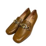 Gucci  Brown Leather Interlocking G
Zumi Logo Square Toe Block Heel
Loafers NEW Photo 2