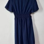 Navy Blue Boho Cottagecore Crochet Granny Square Knee Length Dress Size S Photo 4