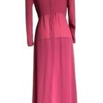 Vintage 80s Pink Victorian Maxi Wrap Dress With Union Label Size 8 Photo 1