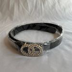Vegan Faux Leather Double‎ Circle Rhinestone Glitz Belt Black Photo 2
