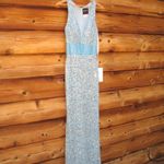 Mac Duggal  4930  Womens Blue Sequin V Neck Sleeveless Column Gown Dress Photo 6