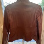 Nicole Miller  mahogany brown leather jacket, Size Medium Photo 4