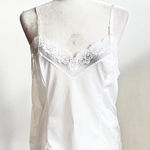 Vintage White Lace Trim Tank Top, Coquette Balletcore Y2K Lingerie Bridal Large Photo 0