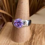 Amethyst High polished Stainless Steel Ring with AAA Grade CZ Size 9 Photo 1