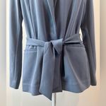 White House | Black Market WHBM Slate Blue Slip On Belted Blazer Jacket Size 12 Photo 3