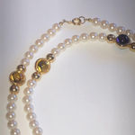 Vintage Faux Pearl Red Green Purple Blue Cabochon Beaded Boho Necklace White Photo 8