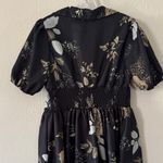 Floral Mini Dress With Puff sleeves Black Size 1X Photo 5