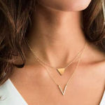 Boutique NEW Layered Triangle‎ Yellow Gold Filled Chain Necklace, 16-18" Photo 0
