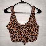 Coral Reef Leopard Print Bikini Tank Top Size Medium Scoop Neck Swimwear Brown Photo 1