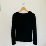 Sweater Project Vintage Black Y2K Cable Knit Hoodie Braided Strand V Neck Grunge Photo 8