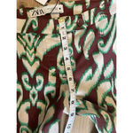 ZARA  Printed mid-rise straight leg Front zip Pants Size XS Brown Green Cream NWT Photo 6