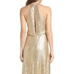 Jenny Yoo Collection Sloan Gold Sequin Halter Gown Size 6 Formal Evening Dress Photo 3