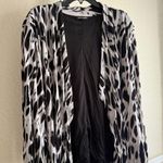 Fashion Bug Plus Size 3X Black White Leopard Print Open Front Cardigan Kimono Layering Flowy Photo 3