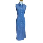 DL1961 Blue Striped Midi Shirt Dress MEDIUM Career Cotton Preppy Designer $189 Photo 3