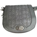 Steve Madden Gray Woven Faux Leather Crossbody Saddle Bag Purse Photo 1