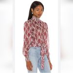 MINKPINK Nadia Floral Blouse Wine & White Crop Sheer Cottagecore Feminine Small Photo 1