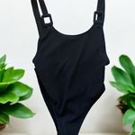 Aerie  NWT Crinkle Birthday Scoop Cheekiest One Piece in Black Size Small Photo 0