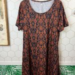 Orange & Black Short Sleeve Printed Swing Dress Photo 5
