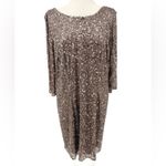 Pisarro Nights Draped Back Sequin Beaded Dress Mocha 20W Tan Photo 3