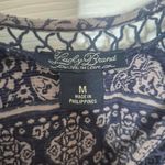 Lucky Brand Blue Cream Lacey Print V-neck Tunic Tank Top Size Medium Photo 2