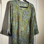 Green and Blue 3/4 Sleeve Tunic with Mandarin Collar Size 2X Photo 0