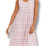 Loft NWT  Plaid Multicolored Strappy Button Midi Dress - Size 10 Photo 0