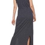 VERO MODA New Striped Knit Henley Daina Dress Sleeveless Tie Waist Maxi Navy Photo 1