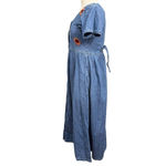 Jane Ashley Vintage 90s  Petite Denim Maxi Dress Sunflower Embroidery PM Photo 5