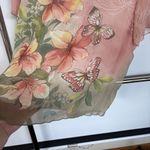 Rose Pink Floral Butterfly Fairy Top Beaded Silky Garden Summer Alfred Dunner XL Photo 4