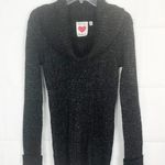 Derek Heart Y2K Cowl Neck Metallic Black Knit Sweater Size M Photo 0
