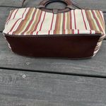 Croft & Barrow NWOT Y2K Leather/Fabric  Brown/Tan Striped Crossbody Purse Bag Photo 4