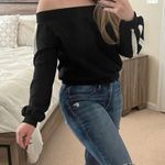 Wild Honey NEW Black and White Stripe Off Shoulder Sweatshirt Small Sporty Photo 5