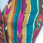 Diane Gilman Vintage  Waistcoat Vest Tan Multicolor Vertical Stripe Southwestern Photo 4