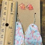 None Women's Glitter Unicorn‎ Earring Set Dangle And Studs Peach Set Vegan Leather Photo 4