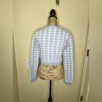 Haute Monde NTM: Light Blue & White Cropped Houndstooth Cardigan Size Medium Photo 12