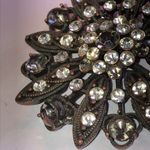 Vintage Brass Tone Floral CZ Rhinestone Boho Brooch Photo 3