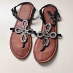 Arizona Jeans Arizona Jean Company Black Rhinestone Sandals Sz 6.5 Photo 2