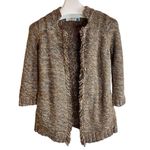 Anthropologie Sparrow Linen Wool Blend Fringe Boho Cardigan Size‎ XS Brown Photo 0