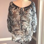 Karen Kane  sheer blue floral blouse with dolman sleeves and beaded neckline Photo 0