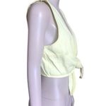 Signature Eight Yellow Denim Tie Front Crop Top Size L Photo 2