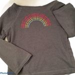 Fabletics  Top “Cute AF” Gray Wide Neck Sweatshirt Gym Casual Lounge XS Photo 0