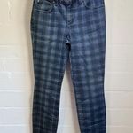 Blue Skinny Jeans with Plaid Pattern Size 0 Photo 0